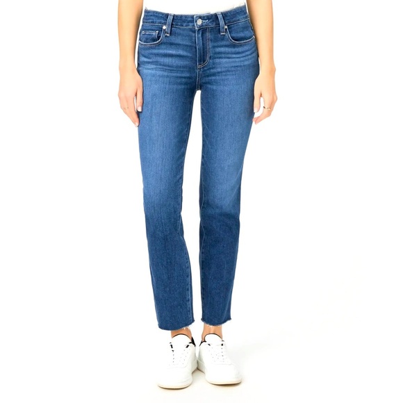 PAIGE Straight Leg Jeans Women’s 25 Jimmy Jimmy Crop Low Rise Blue Ankle - Picture 1 of 10